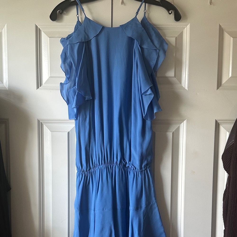 Karina Grimaldi Sky Blue Ruffle Mini Dress